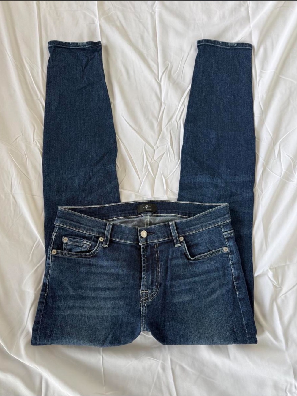 7 For All Mankind Dark Wash Skinny Jeans - Size 32